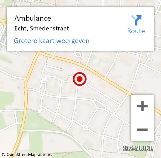 Locatie op kaart van de 112 melding: Ambulance Echt, Smedenstraat op 25 februari 2014 09:00