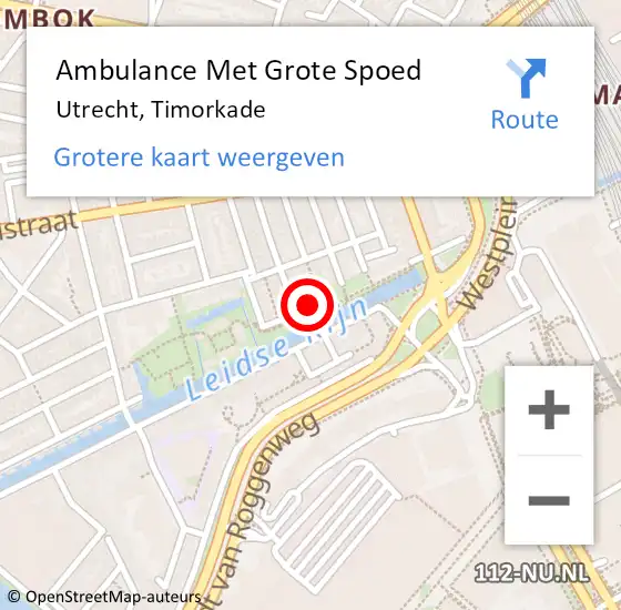 Locatie op kaart van de 112 melding: Ambulance Met Grote Spoed Naar Utrecht, Timorkade op 20 mei 2018 20:05