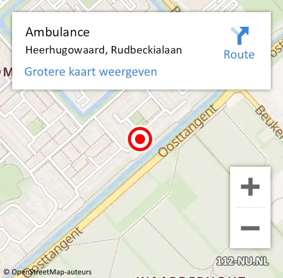 Locatie op kaart van de 112 melding: Ambulance Heerhugowaard, Rudbeckialaan op 20 mei 2018 20:21