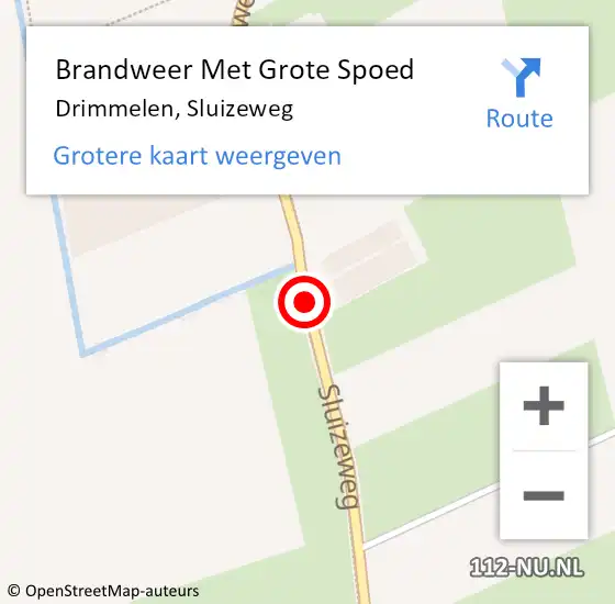 Locatie op kaart van de 112 melding: Brandweer Met Grote Spoed Naar Drimmelen, Sluizeweg op 20 mei 2018 20:45