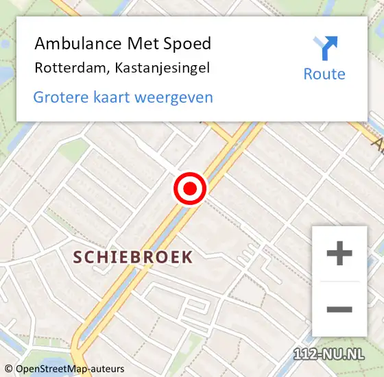 Locatie op kaart van de 112 melding: Ambulance Met Spoed Naar Rotterdam, Kastanjesingel op 20 mei 2018 20:57