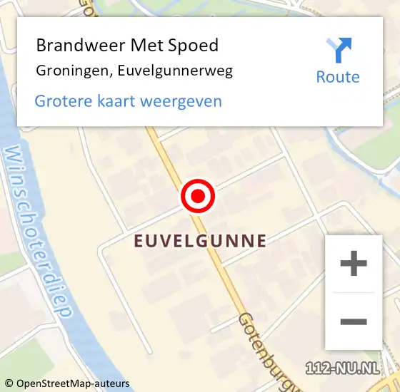 Locatie op kaart van de 112 melding: Brandweer Met Spoed Naar Groningen, Euvelgunnerweg op 20 mei 2018 22:22