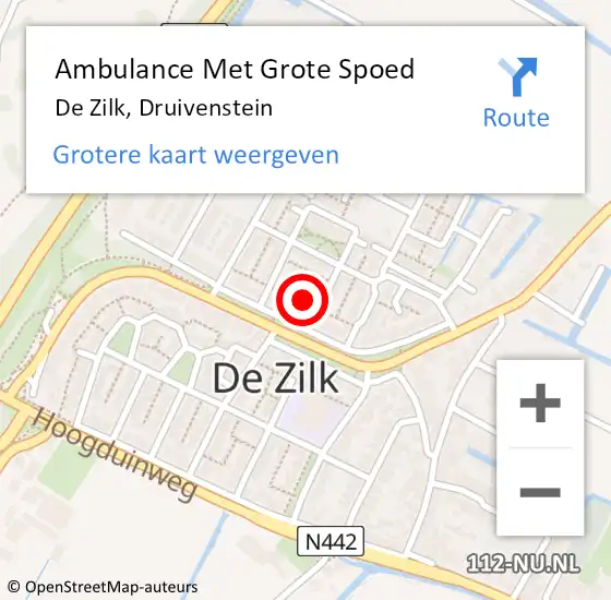 Locatie op kaart van de 112 melding: Ambulance Met Grote Spoed Naar De Zilk, Druivenstein op 25 februari 2014 09:06