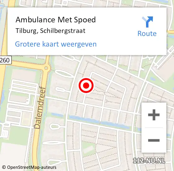 Locatie op kaart van de 112 melding: Ambulance Met Spoed Naar Tilburg, Schilbergstraat op 20 mei 2018 22:53