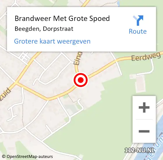 Locatie op kaart van de 112 melding: Brandweer Met Grote Spoed Naar Beegden, Dorpstraat op 20 mei 2018 23:20