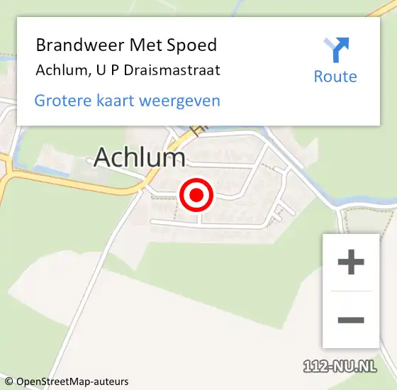 Locatie op kaart van de 112 melding: Brandweer Met Spoed Naar Achlum, U P Draismastraat op 20 mei 2018 23:38