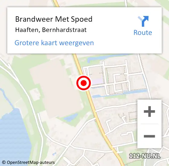 Locatie op kaart van de 112 melding: Brandweer Met Spoed Naar Haaften, Bernhardstraat op 20 mei 2018 23:43