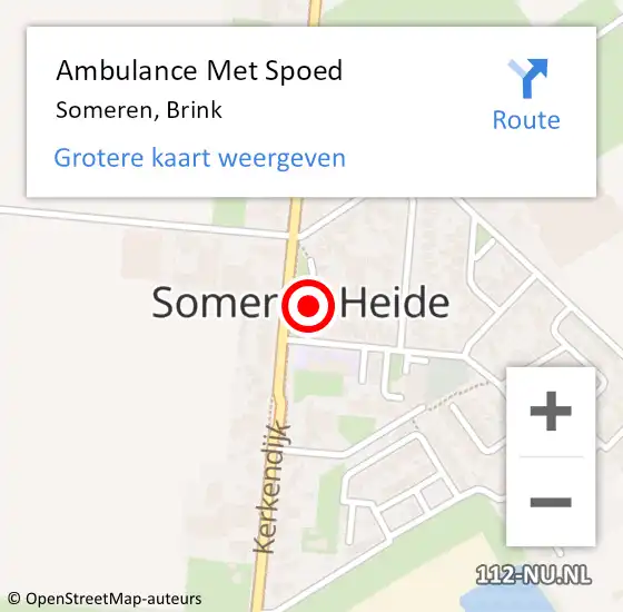 Locatie op kaart van de 112 melding: Ambulance Met Spoed Naar Someren, Brink op 21 mei 2018 00:30