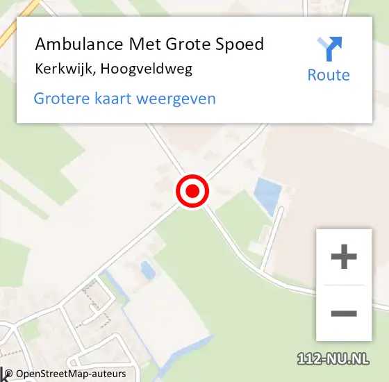 Locatie op kaart van de 112 melding: Ambulance Met Grote Spoed Naar Kerkwijk, Hoogveldweg op 21 mei 2018 00:51