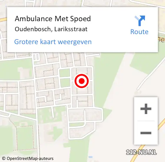 Locatie op kaart van de 112 melding: Ambulance Met Spoed Naar Oudenbosch, Lariksstraat op 21 mei 2018 01:13