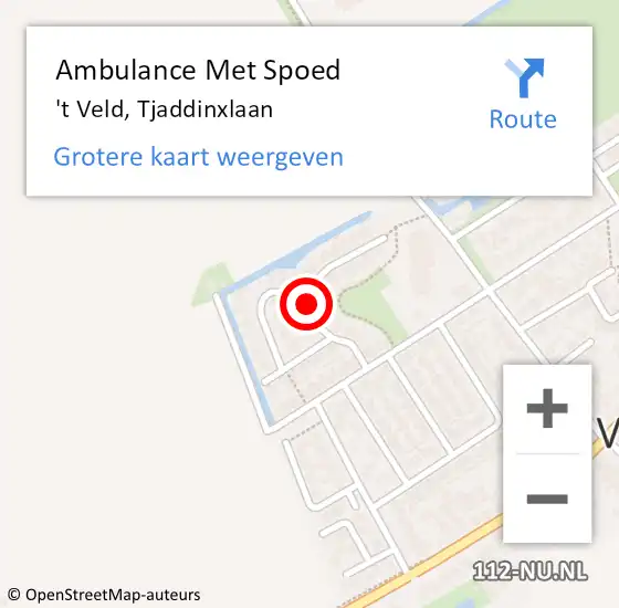 Locatie op kaart van de 112 melding: Ambulance Met Spoed Naar 't Veld, Tjaddinxlaan op 21 mei 2018 01:29