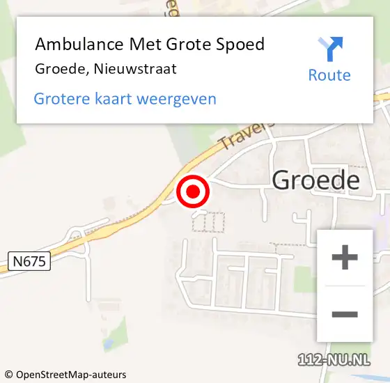 Locatie op kaart van de 112 melding: Ambulance Met Grote Spoed Naar Groede, Nieuwstraat op 21 mei 2018 01:46