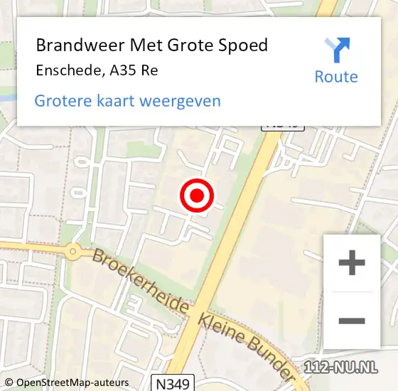 Locatie op kaart van de 112 melding: Brandweer Met Grote Spoed Naar Enschede, A35 Re op 21 mei 2018 02:32