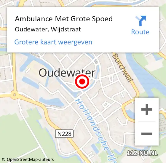 Locatie op kaart van de 112 melding: Ambulance Met Grote Spoed Naar Oudewater, Wijdstraat op 21 mei 2018 02:58