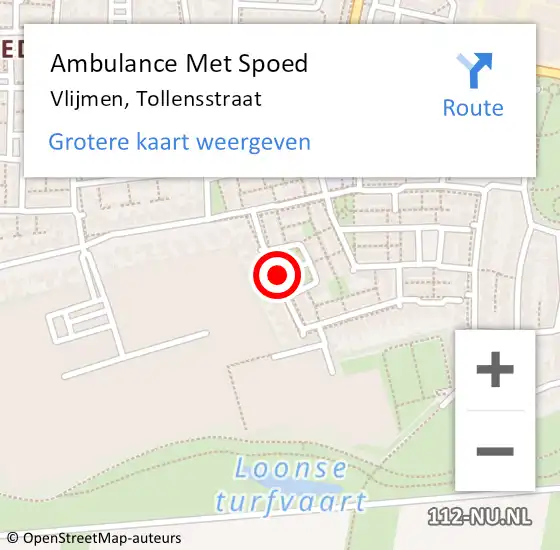 Locatie op kaart van de 112 melding: Ambulance Met Spoed Naar Vlijmen, Tollensstraat op 21 mei 2018 03:34