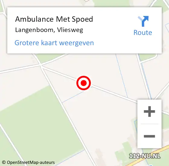 Locatie op kaart van de 112 melding: Ambulance Met Spoed Naar Langenboom, Vliesweg op 21 mei 2018 03:53