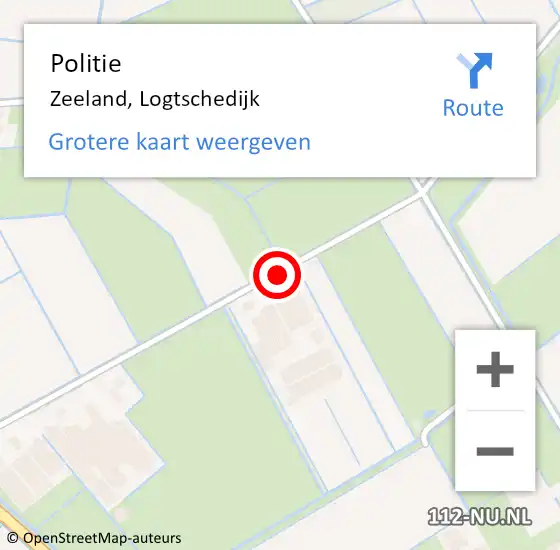 Locatie op kaart van de 112 melding: Politie Zeeland, Logtschedijk op 21 mei 2018 03:59