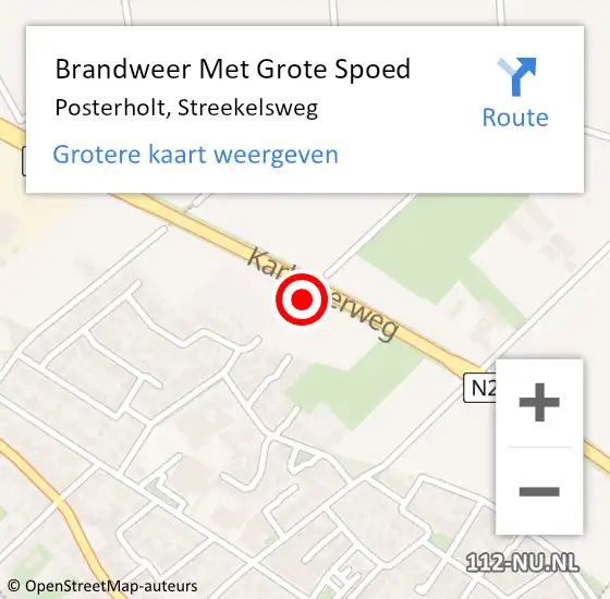 Locatie op kaart van de 112 melding: Brandweer Met Grote Spoed Naar Posterholt, Streekelsweg op 21 mei 2018 04:44