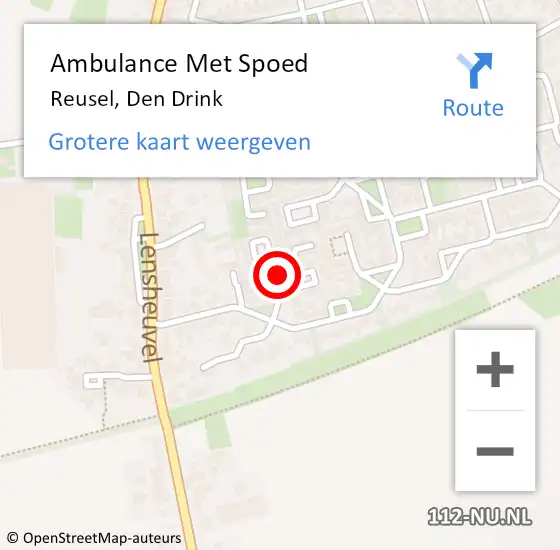 Locatie op kaart van de 112 melding: Ambulance Met Spoed Naar Reusel, Den Drink op 21 mei 2018 04:45