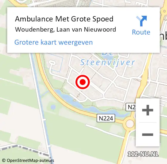 Locatie op kaart van de 112 melding: Ambulance Met Grote Spoed Naar Woudenberg, Laan van Nieuwoord op 21 mei 2018 04:50