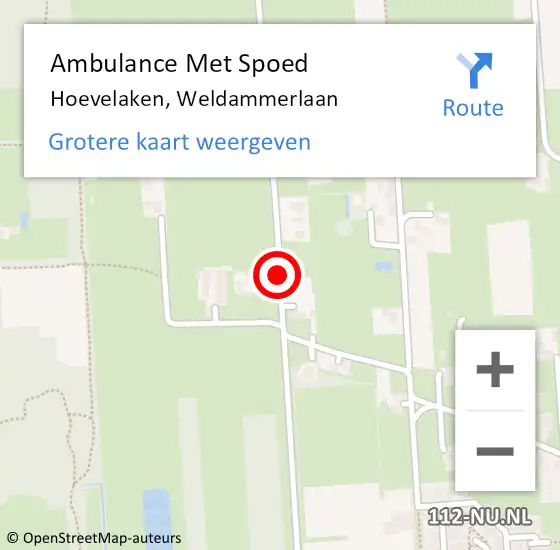 Locatie op kaart van de 112 melding: Ambulance Met Spoed Naar Hoevelaken, Weldammerlaan op 21 mei 2018 05:22