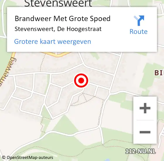 Locatie op kaart van de 112 melding: Brandweer Met Grote Spoed Naar Stevensweert, De Hoogestraat op 21 mei 2018 05:28