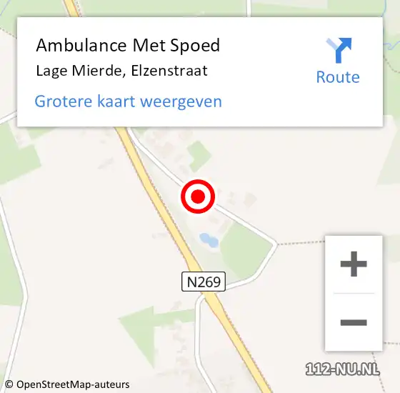 Locatie op kaart van de 112 melding: Ambulance Met Spoed Naar Lage Mierde, Elzenstraat op 21 mei 2018 06:42