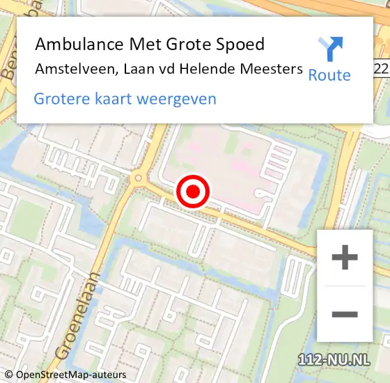 Locatie op kaart van de 112 melding: Ambulance Met Grote Spoed Naar Amstelveen, Laan vd Helende Meesters op 21 mei 2018 07:18
