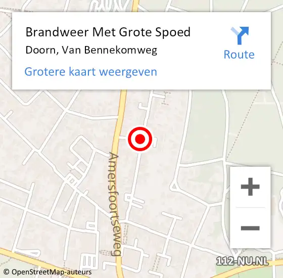 Locatie op kaart van de 112 melding: Brandweer Met Grote Spoed Naar Doorn, Van Bennekomweg op 21 mei 2018 08:01