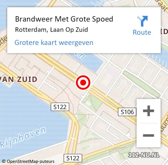 Locatie op kaart van de 112 melding: Brandweer Met Grote Spoed Naar Rotterdam, Laan Op Zuid op 21 mei 2018 08:05
