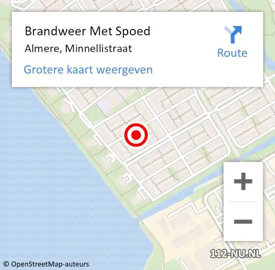 Locatie op kaart van de 112 melding: Brandweer Met Spoed Naar Almere, Minnellistraat op 21 mei 2018 08:26