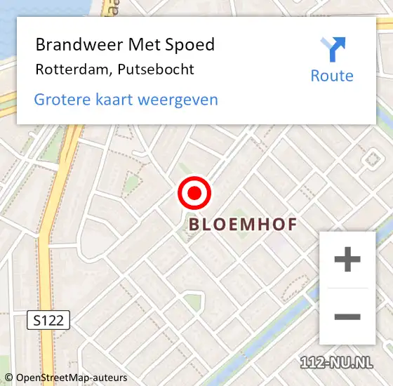 Locatie op kaart van de 112 melding: Brandweer Met Spoed Naar Rotterdam, Putsebocht op 21 mei 2018 09:53