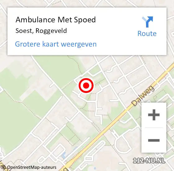 Locatie op kaart van de 112 melding: Ambulance Met Spoed Naar Soest, Roggeveld op 21 mei 2018 09:53