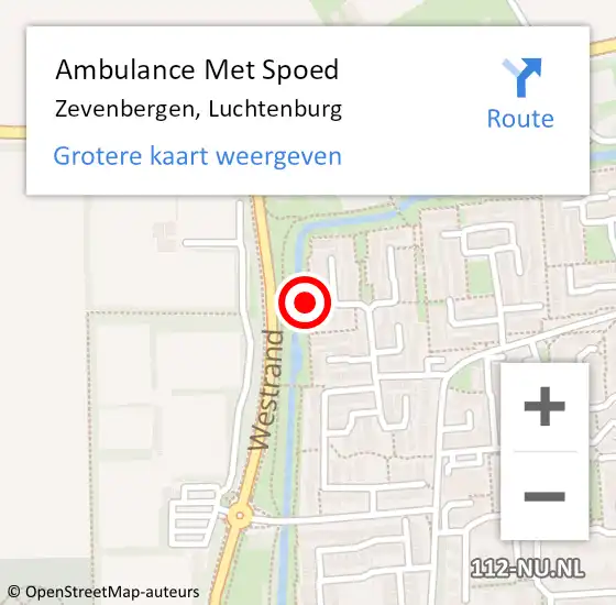 Locatie op kaart van de 112 melding: Ambulance Met Spoed Naar Zevenbergen, Luchtenburg op 21 mei 2018 09:55