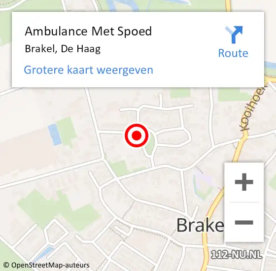 Locatie op kaart van de 112 melding: Ambulance Met Spoed Naar Brakel, De Haag op 21 mei 2018 10:13