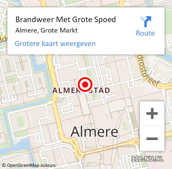 Locatie op kaart van de 112 melding: Brandweer Met Grote Spoed Naar Almere, Grote Markt op 21 mei 2018 10:25