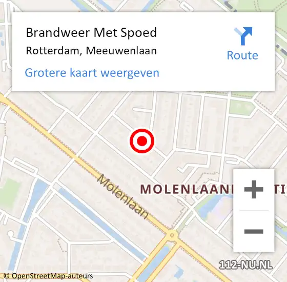 Locatie op kaart van de 112 melding: Brandweer Met Spoed Naar Rotterdam, Meeuwenlaan op 21 mei 2018 10:30