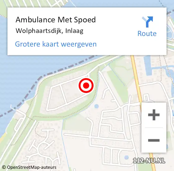 Locatie op kaart van de 112 melding: Ambulance Met Spoed Naar Wolphaartsdijk, Inlaag op 21 mei 2018 10:35