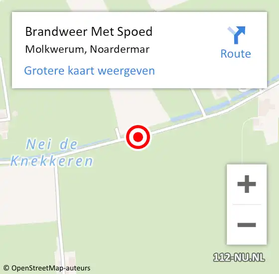 Locatie op kaart van de 112 melding: Brandweer Met Spoed Naar Molkwerum, Noardermar op 21 mei 2018 10:36