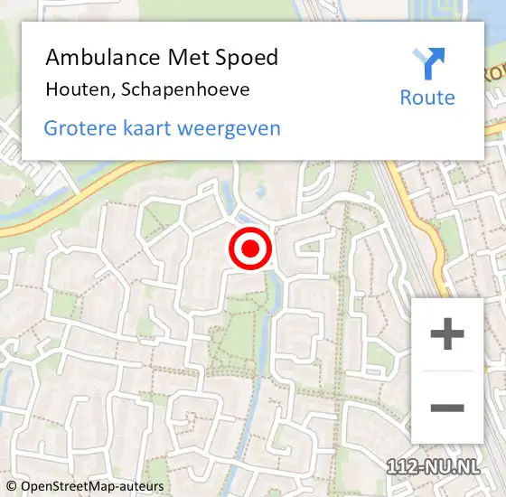Locatie op kaart van de 112 melding: Ambulance Met Spoed Naar Houten, Schapenhoeve op 21 mei 2018 10:40