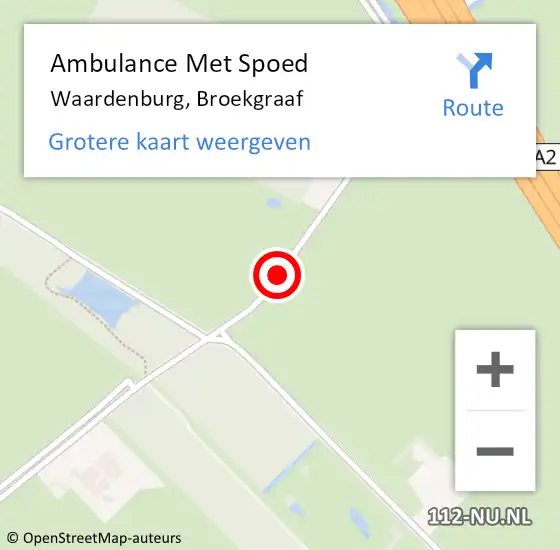 Locatie op kaart van de 112 melding: Ambulance Met Spoed Naar Waardenburg, Broekgraaf op 21 mei 2018 10:47