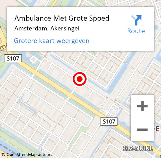 Locatie op kaart van de 112 melding: Ambulance Met Grote Spoed Naar Amsterdam, Akersingel op 21 mei 2018 10:56