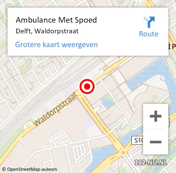 Locatie op kaart van de 112 melding: Ambulance Met Spoed Naar Delft, Waldorpstraat op 21 mei 2018 10:59