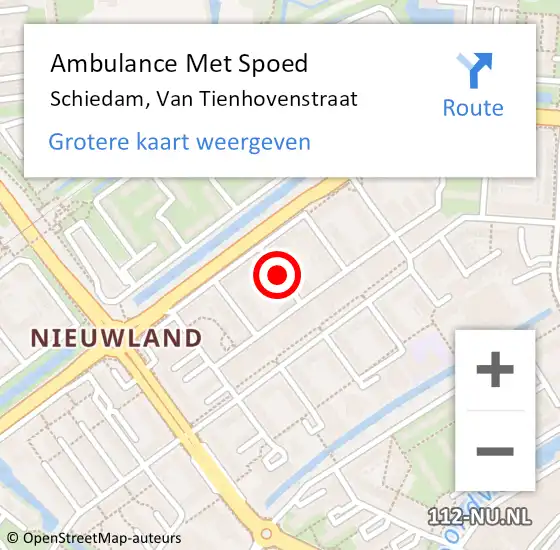 Locatie op kaart van de 112 melding: Ambulance Met Spoed Naar Schiedam, Van Tienhovenstraat op 21 mei 2018 11:00