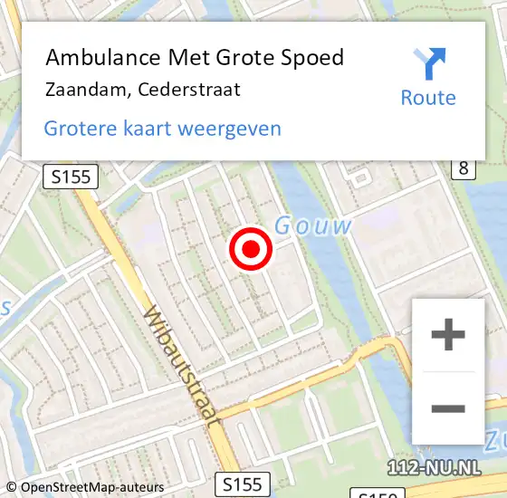 Locatie op kaart van de 112 melding: Ambulance Met Grote Spoed Naar Zaandam, Cederstraat op 21 mei 2018 11:00