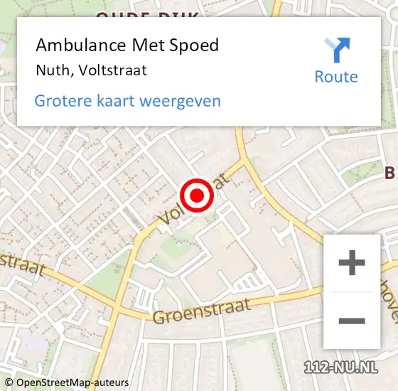 Locatie op kaart van de 112 melding: Ambulance Met Spoed Naar Nuth, Voltstraat op 21 mei 2018 11:00