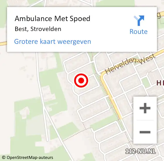 Locatie op kaart van de 112 melding: Ambulance Met Spoed Naar Best, Strovelden op 21 mei 2018 11:16