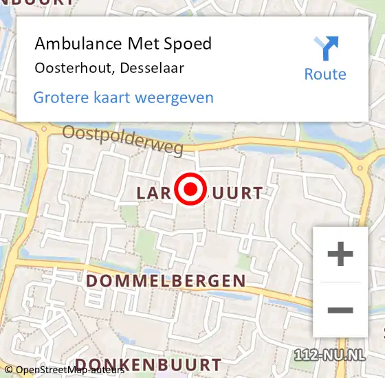 Locatie op kaart van de 112 melding: Ambulance Met Spoed Naar Oosterhout, Desselaar op 21 mei 2018 11:55