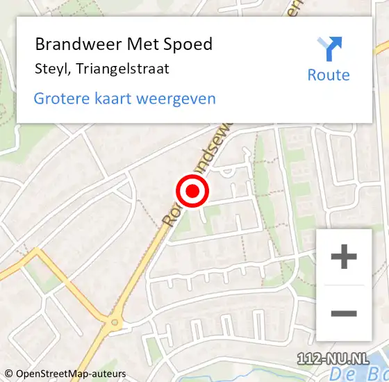 Locatie op kaart van de 112 melding: Brandweer Met Spoed Naar Steyl, Triangelstraat op 21 mei 2018 12:07