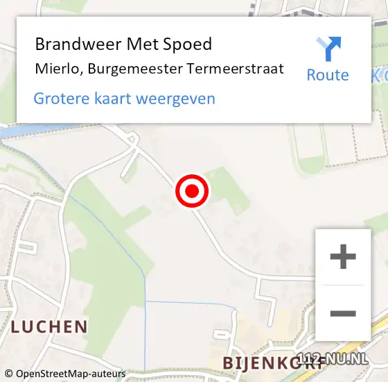 Locatie op kaart van de 112 melding: Brandweer Met Spoed Naar Mierlo, Burgemeester Termeerstraat op 21 mei 2018 12:14